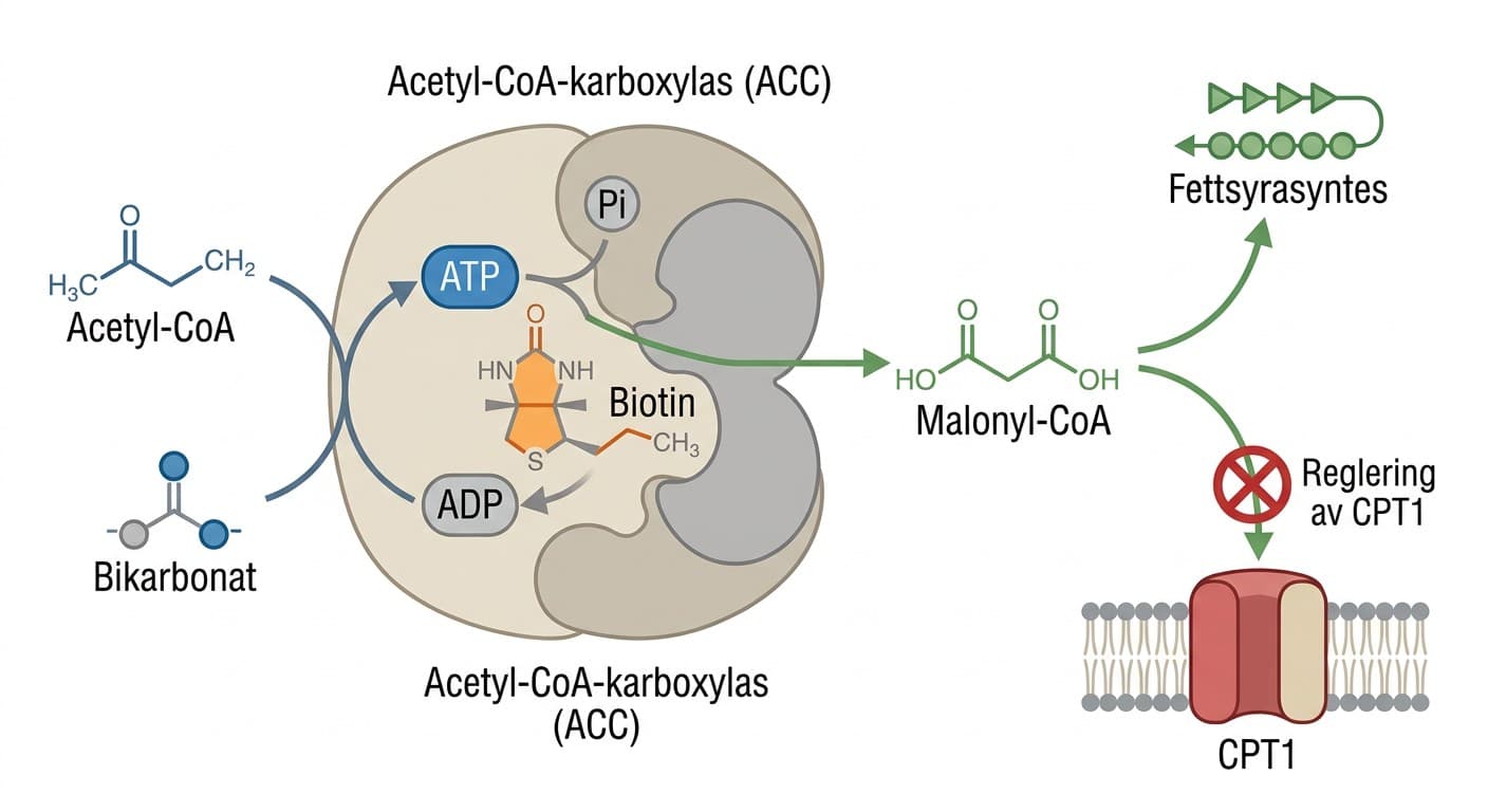 Acetyl-CoA-karboxylasets ATP- och biotinberoende bildning av malonyl-CoA